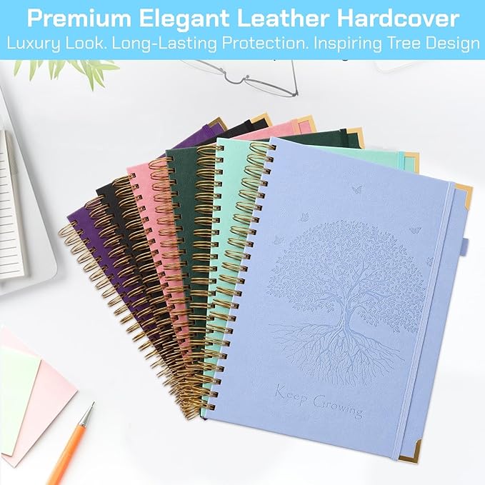 Blank Notebook, Spiral Sketch Book, 300 Page Hardcover Leather Sketchbook, No Bleed Thick Paper Sketchbook for Drawing, Small A5 Unlined Notebook Journal for Women Men, 8.5"x5.5" Hot Pink Sketch Books