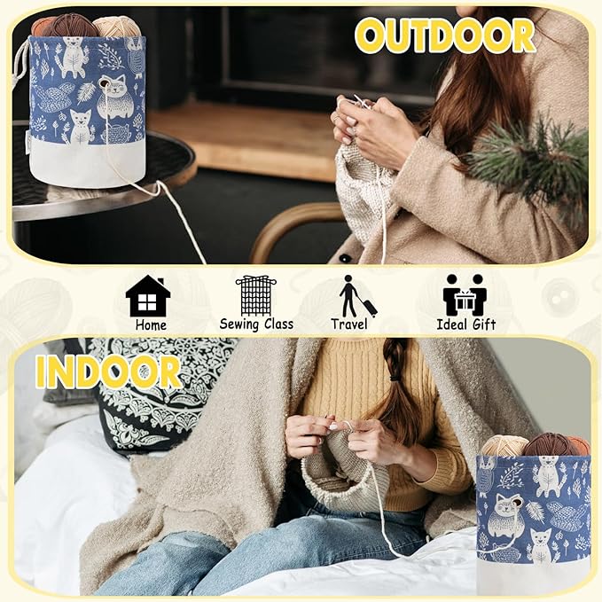 Yarn Bag, Small Crochet Bag Organizer, Drawstring Yarn Storage Knitting Bags, Portable Mini Yarn Holder for Crocheting Project, Skein Ball, Needles Accessories