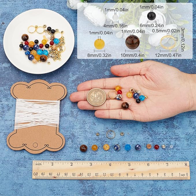 SUNNYCLUE 1 Box 300+Pcs DIY 10 Sets Solar System Bracelets Kit Galaxy Universe The Nine Guardian Planets Obsidian Beads Beading Bracelet Necklace Natural Gemstone Bead for Jewelry Making Kits Craft
