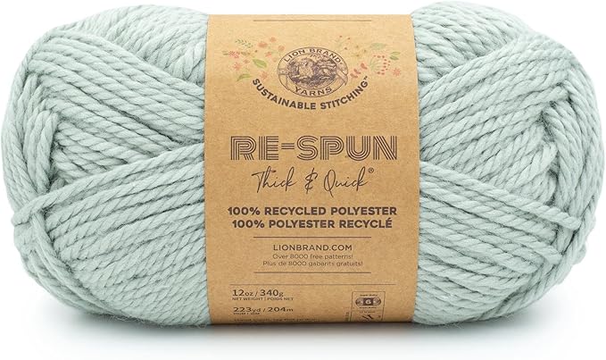 Lion Brand Yarn Respun Thick & Quick Yarn for Knitting and Crocheting, Fog, 1 Pack