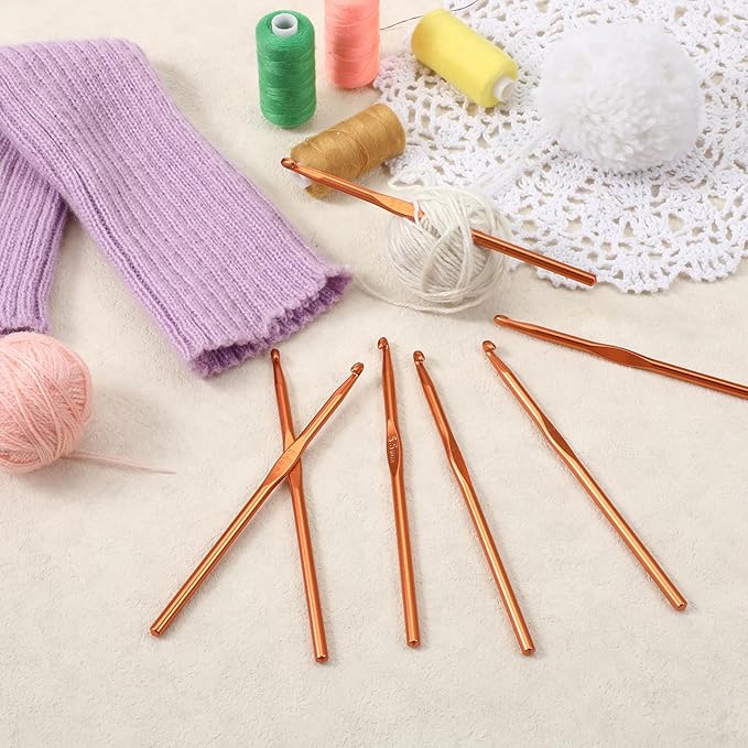 5.5 mm Crochet Hook, 20 Pcs Aluminum Crochet Hooks US Size I (Size 9) Knitting Needles Crochet Supplies for DIY Yarn Crafts Beginners (Orange)