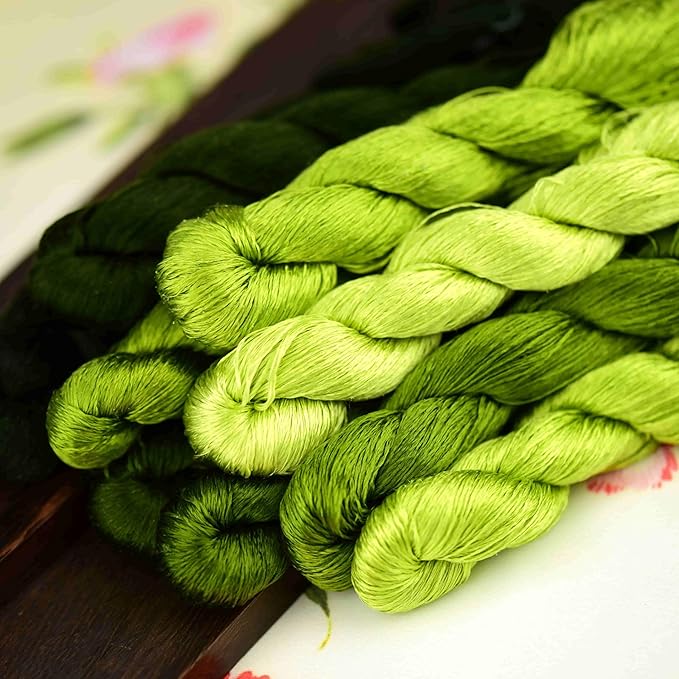 Natural 100% Silk Thread, Handmade Embroidery Thread Silk Floss 10 Colors 110m Each (44)