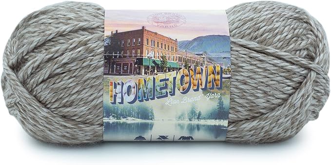 Lion Brand Yarn Hometown Yarn, Super-Bulky Yarn for Knitting, Crocheting, and Crafting, 1 Pack, Bellefontaine Concrete