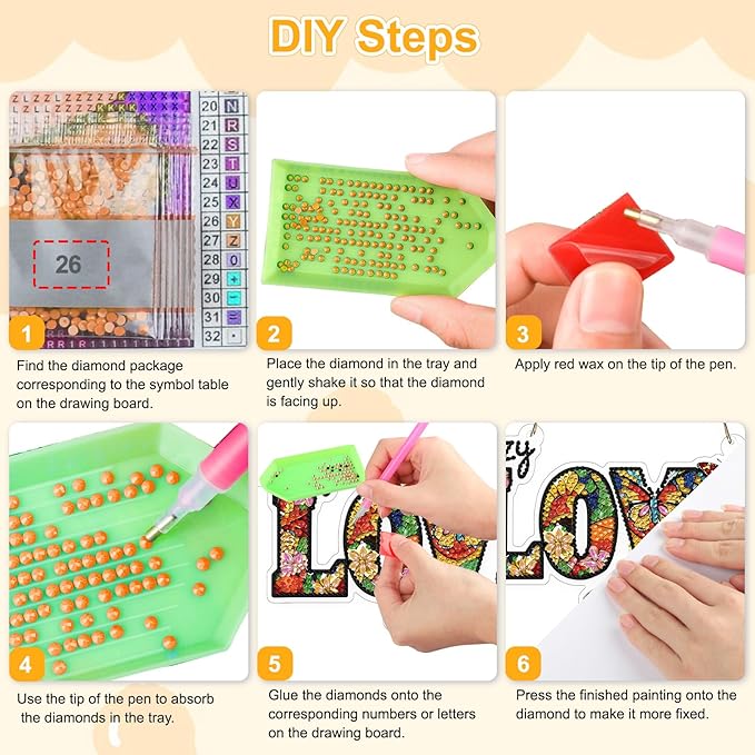TOSTOG Crazy for You Diamond Art Pendant Kits for Adult, Love You Diamond Painting Hanging Kit for Beginners, 5D DIY Crafts Gem Art, Waterproof Full Accessories for Home Decor Idea 20 * 20 cm/8 * 8 in