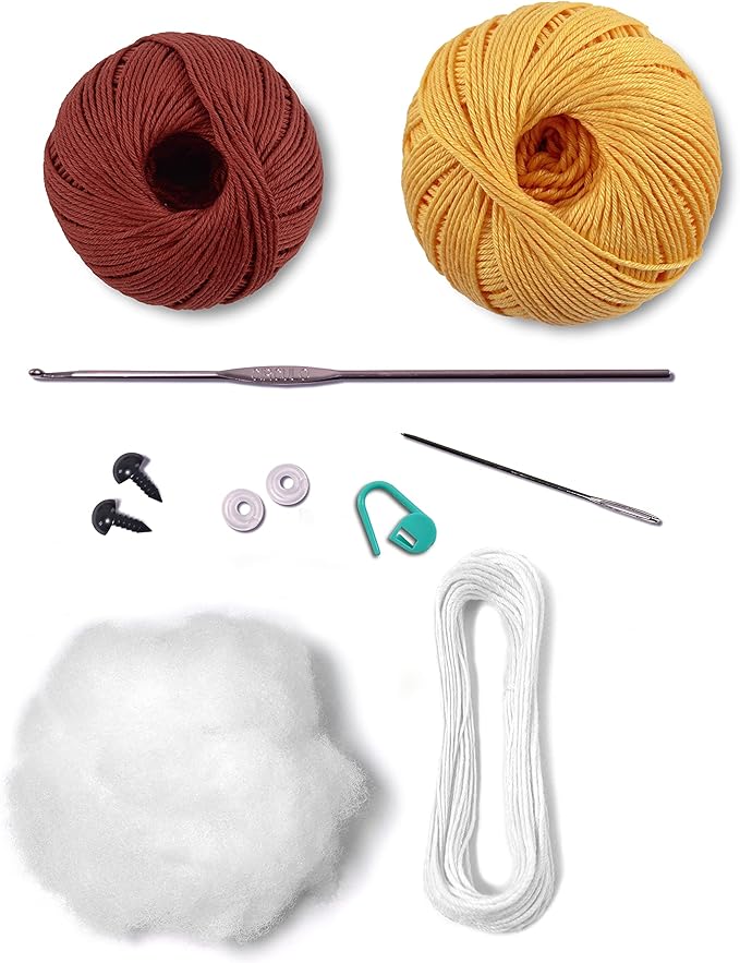 CIRCULO Amigurumi Kit - Safari Animal Crochet Kit for Beginners with Easy Instructions - All-Inclusive - Set with Premium Amigurumi Yarn - Lion