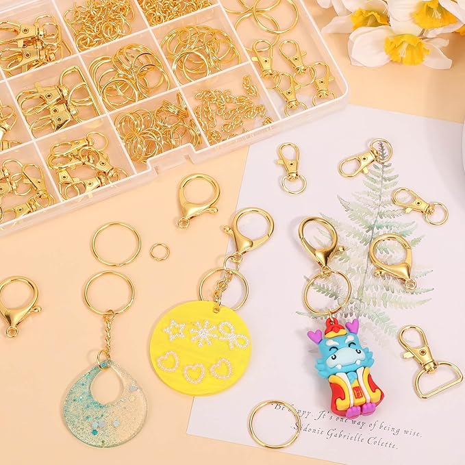 PAXCOO 300PCS Keychain Making Kit, Keychain Craft Supplies Including Key Chain Clips, Lanyard Snap Hooks, Key Rings and Jump Rings for Key Chain Making, Purse Making, Lanyard Making