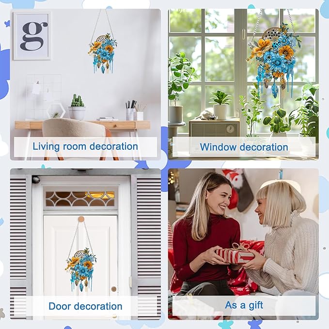 MAXBYE Diamond Art Painting Kits Dreamcatcher Ornament, DIY 5D Special Shaped Dreamcatcher Gem Art Craft Diamond Dots for Adults and Home Window Door Decor