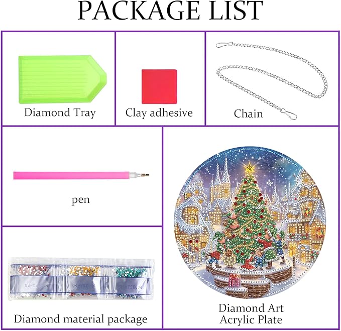 Pavemlo Hanging Diamond Art Kits for Adults Christmas Tree – 8x8 Inch Double-Sided Acrylic Board DIY Crystal Diamond Suncatcher Pendant, Sparkling Home Wall or Window Decoration Handmade Gifts