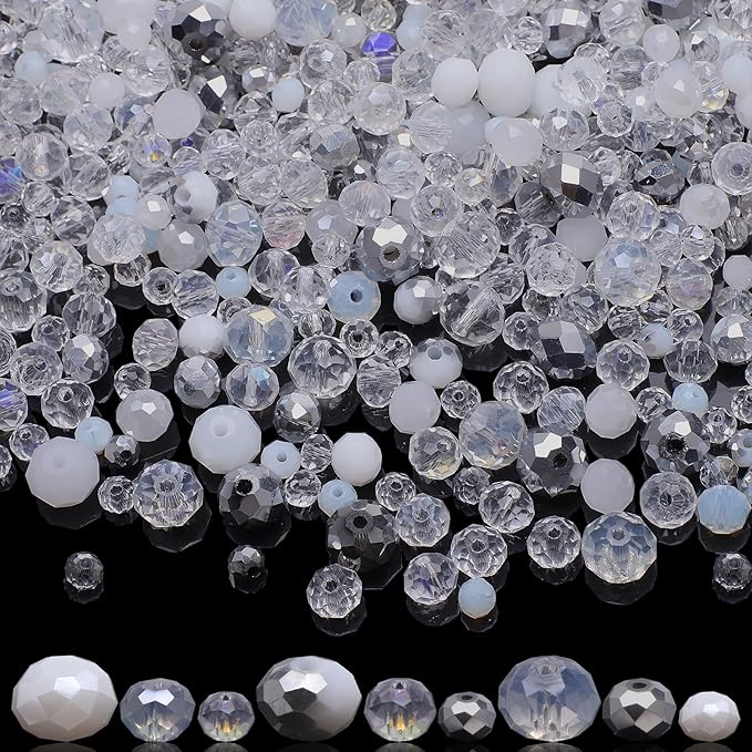 Crystal Rondelle Beads for Jewelry Making,1000pcs Briolette Glass Beads Plated Color Round Spacer Beads for DIY Bracelets,Necklaces,Earrings(4,6,8mm)
