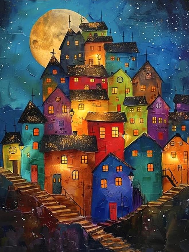 ijbnhd Diamond Art Kits for Adults - House Diamond Painting Kits for Adults, 5D Diamond Painting Dream House, DIY Full Drill Gem Art Crafts for Home Wall Decor 12x16inch