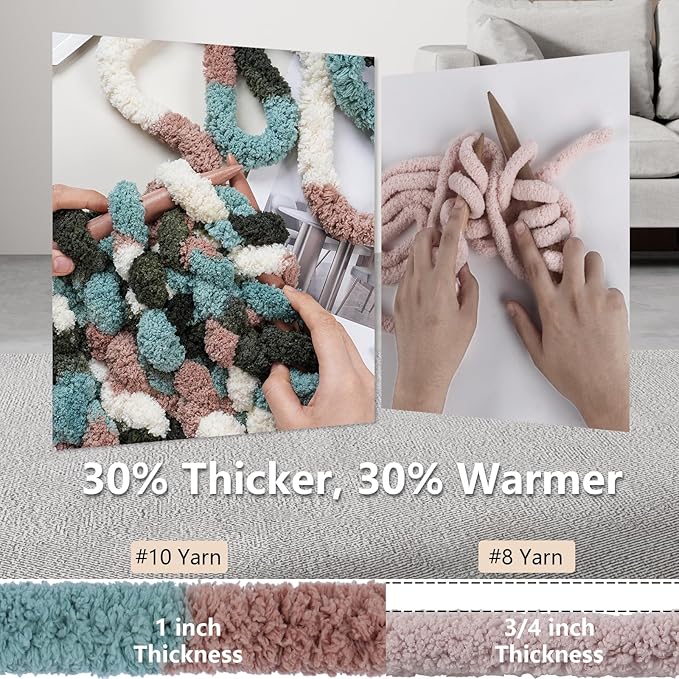Chunky Yarn for Hand Knitting - #10 Chunky Chenille Blanket Yarn, Jumbo Big Thick Chunky Yarns for Crocheting, Tie Dye Bulky Knit Yarns, 8 Skein (25 yds 8 oz Each Skein), Forest&Teal&Coffee