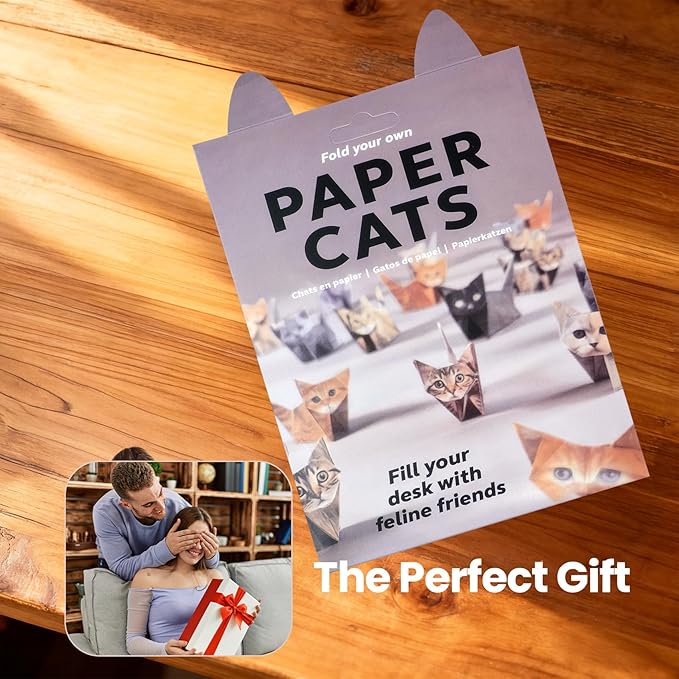 Origami cats - 50 Sheets Paper Cats Origami kit- DIY Cat Origami Paper foldable 3D Cute Cats Figures for Kids Ages 8-12, Creative Crafts for Adults - Fun Desk Decor & Gift for Cat Lovers