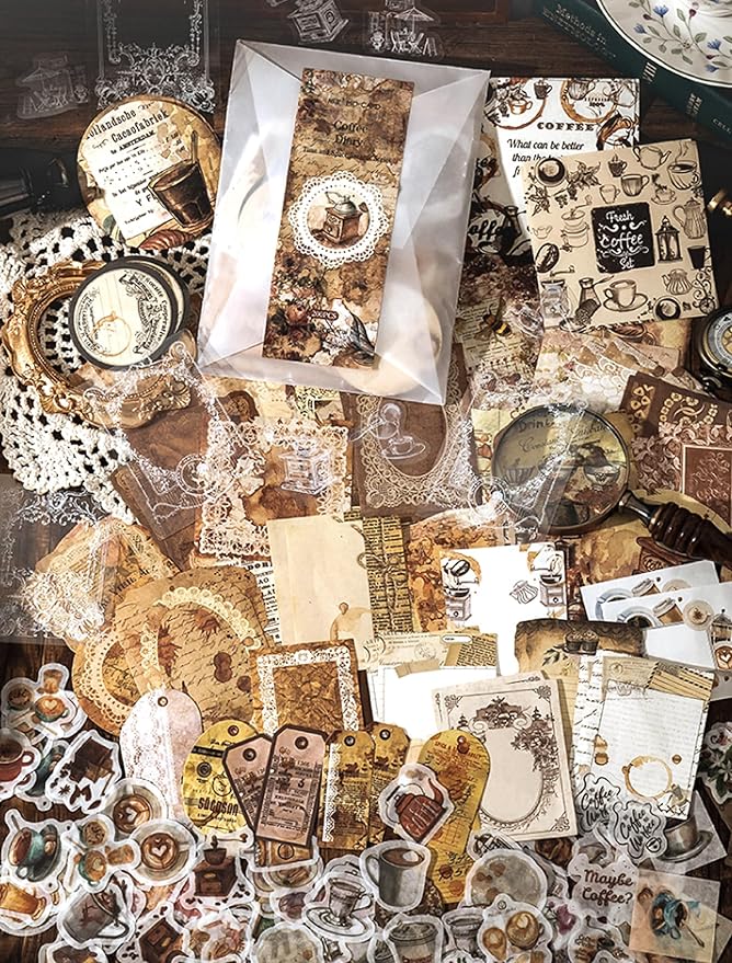 Vintage Scrapbooking Supplies Kit – Scrapbooking Supplies Vintage, Vintage Book Pages & Ephemera, Washi Stickers & Paper for DIY Junk Journals, Collage Art, Memory Albums, and Gift Decoration
