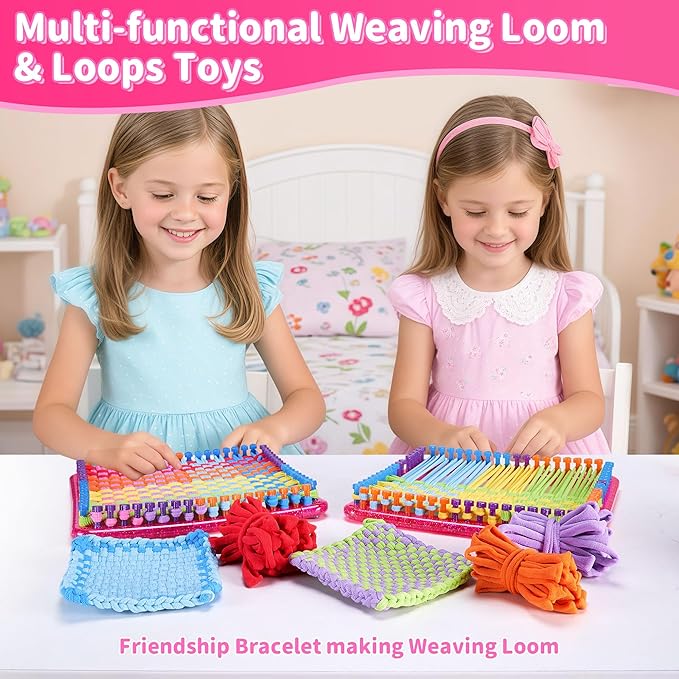 daheypong Weaving Loom Kit, Arts and Crafts for Kids and Adults, Potholder Weaving Loom Kits with 300pcs Craft Loops, Make Craft Potholders and Friendship Bracelets, Ideal Gifts for Girls