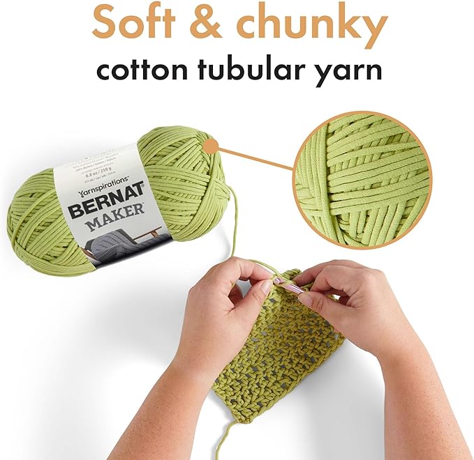 Bernat Maker JAM Yarn - 2 Pack of 250g/8.8oz - 72% Cotton 28% Nylon - #5 Bulky - 290m/317Yards - for Knitting, Crochet and Amigurumi