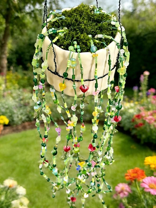 Lyukii Green Glass Beaded Plant Kit, DIY Crystal Leaf Beads for Jewelry Making and Botanical Craft, Unique Gift for Plant Lovers