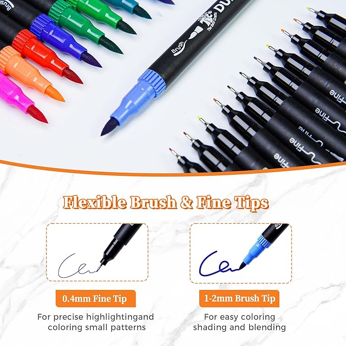 TBC The Best Crafts Dual Markers Brush Pens, 120 colors Art Marker Art Markers Gifts for Teens,Double Tip Colored Pen for Adult Coloring Books Coloring Writing