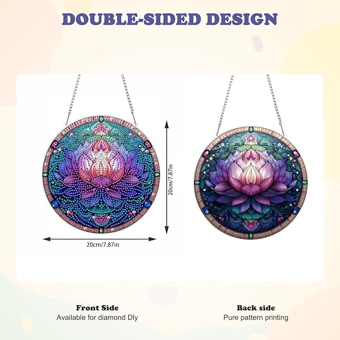 HEIBAGO Mandala Diamond Art Hanging Kits for Adults, Flower Diamond Art Suncatchers, 5D Special Shape Diamond Painting Pendant, DIY Window Ornament Gifts for Home Garden Door Wall Decor 8.3x8.3In