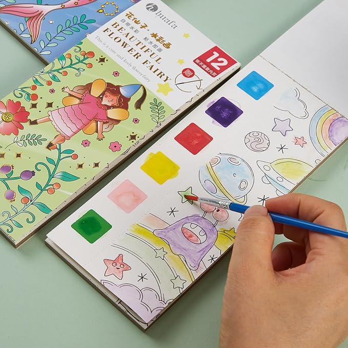 Pocket Watercolor Book Set, Watercolor Painting Book,Watercolor Bookmarks for Kids, Beginning, Students Painters Christmas Gifts (4 PCS)