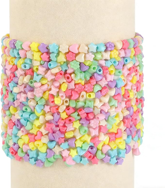 1000pcs Pony Beads, 15 Color Kandi Beads for Bracelets Making Kit, Hair Braids Crafts Jewelry Making Crafts Friendship Necklace Earrings DIY (Large Hole Light Color Mixed Color)