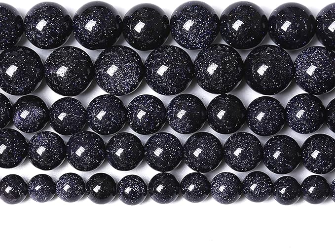 120PCS 6mm Blue Sandstone Gemstone Beads Beads Natural Stone Round Loose Beads for Jewelry Making DIY Bracelet Necklace 32" 2 Strands