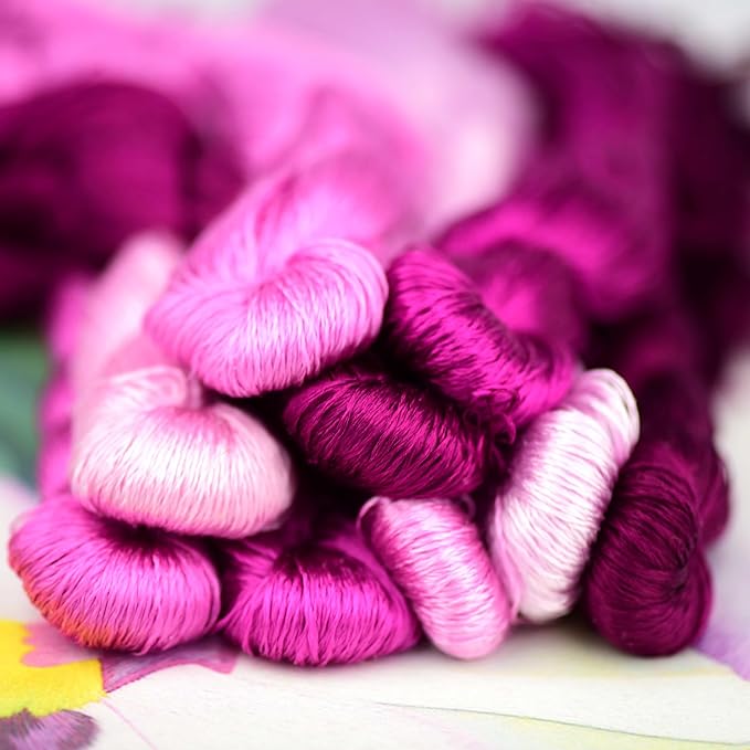 Natural 100% Silk Thread, Handmade Embroidery Thread Silk Floss 9 Colors 110m Each (38)
