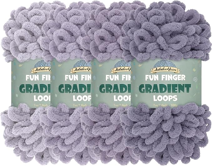 JubileeYarn Fun Finger Gradient Loops Yarn - 100g/Skein Jumbo Polyester - Mors - 4 Skeins