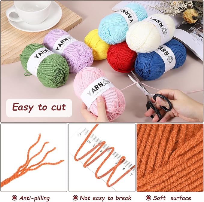 3Pcs Dark Orange Acrylic Yarn 400 Yard 4 Ply Soft Crochet Yarns Sport Weight Yarn,[for DIY Crocheting Knitting Craft Blankets Hats]-150g