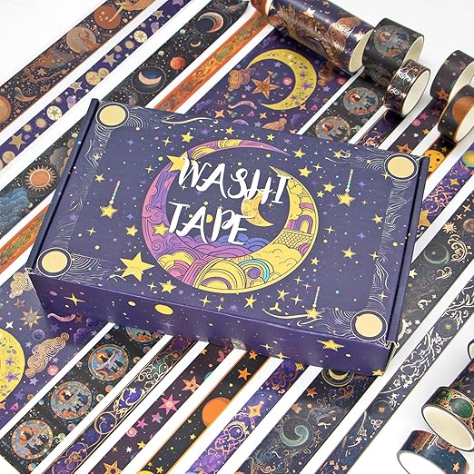 Washi Tape Set 29 Rolls, Magic Themed Decorative Paper Tapes for Halloween Journaling, Scrapbooking Supplies, Planners,DIY Crafts,Gift Wrapping