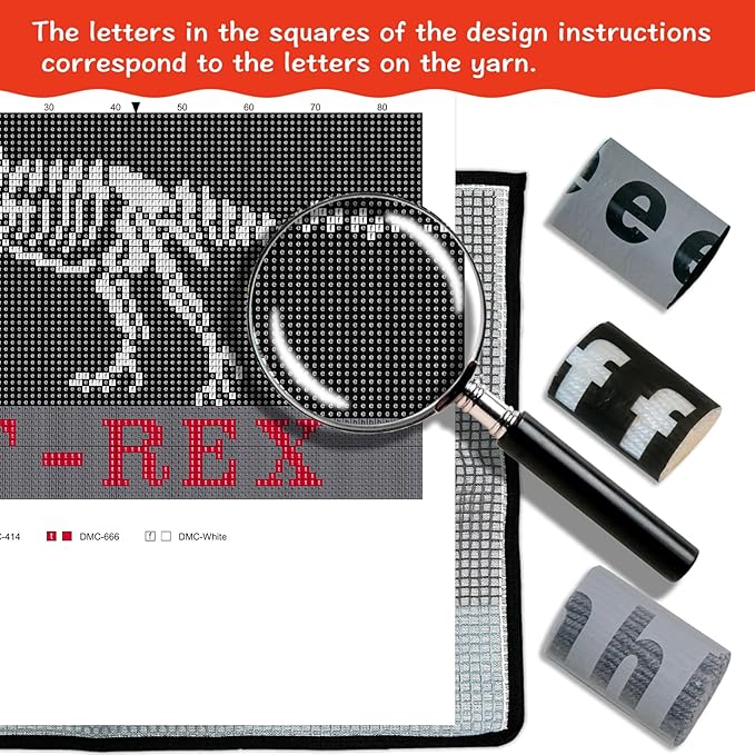 MIAOLLUN Latch Hook Kits for Adults Beginner 3D Dinosaur Pattern Printed Canvas Crochet Needlework Craft Rug Cushion Mat Tapestry 20.5X15 Inch,T.rex