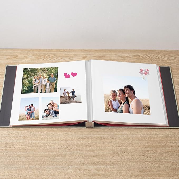 Large Photo Album Self Adhesive Scrapbook Album for 4x6 6x8 8x10 Pictures 12.6"x11" Inch 40 Pages Linen Cover Magnetic Photo Album with A Metallic Pen and DIY Sticker(Grass Green)