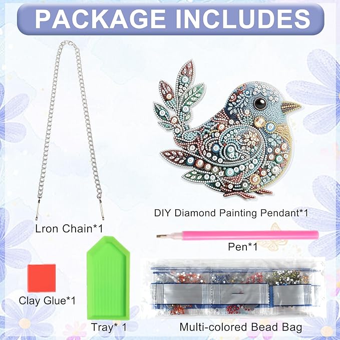 AiYuanzsh Diamond Art Hanging Kit, Decorative Bird Suncatcher Special Shaped Diamond Painting Ornament for Adults DIY 5D Crystal Diamond Art Kit Window Pendant Craft