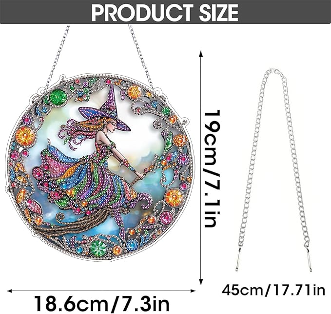 SKRYUIE Halloween Hanging Diamond Art Kits for Adults Pendant Suncatcher, Special Shaped Crystal DIY Pearl Diamond Painting Kit, Gift for Mother Spring Summer Window Wreath Decor 7.88 x 7.88 Inch D10