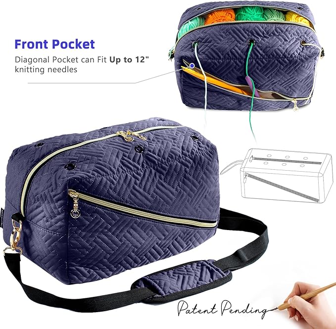 Crochet Bag Organizer - Knitting Bag - Yarn Storage Organizer - Yarn Bag for Crocheting - Yarn Holder for Crochet Accessories, Crocheting & Knitting Gifts