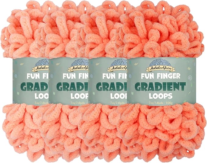 JubileeYarn Fun Finger Gradient Loops Yarn - 100g/Skein Jumbo Polyester - Juno - 4 Skeins
