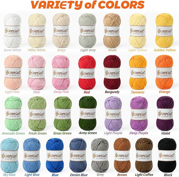 15 Pack 100% Milk Cotton Yarn for Crocheting, 750g/1968.5yd Baby Yarn for Crocheting Soft, Fuzzy 5 Ply Cotton Crochet Amigurumi Yarn for Puzzle/Clothes&Crafts(Set C)