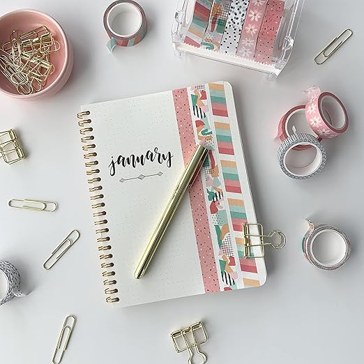 Washi Tape Set of 12 Rolls of 15 mm Wide Cute Decorative Washi Tape for Journaling, Scrapbook, Washy Crafts, Bullet Journals, Planners, DIY Décor, Craft Supplies For Adults & Kids (Retro)