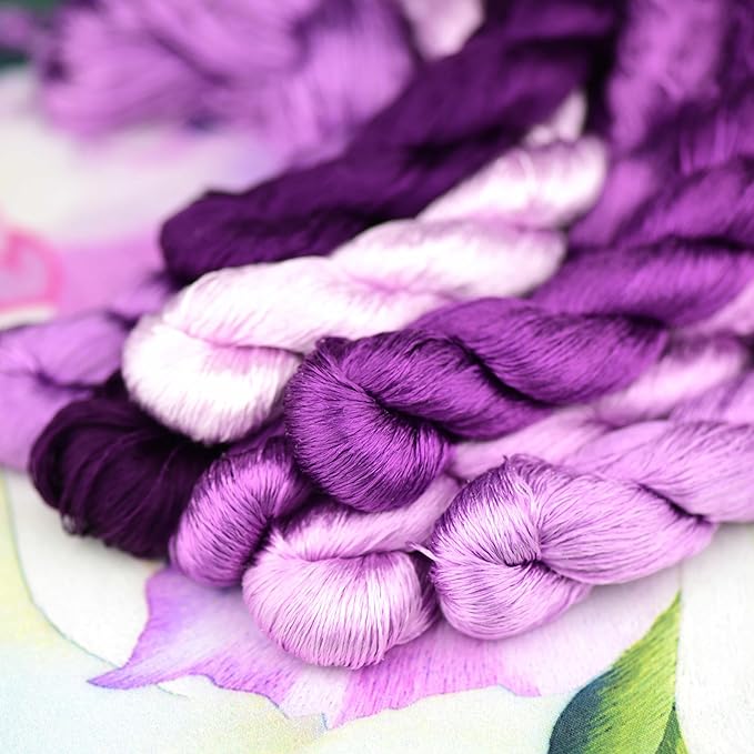 Natural 100% Silk Thread, Handmade Embroidery Thread Silk Floss 8 Colors 110m Each (28)