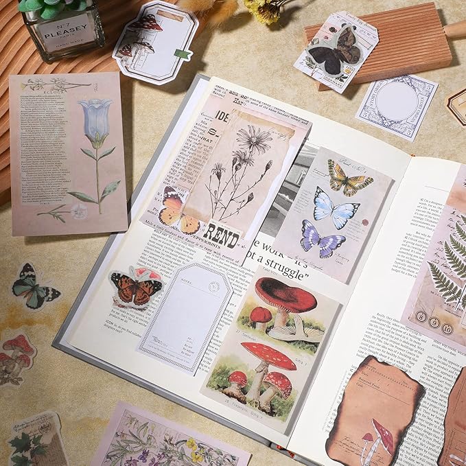 Containlol 600 Pcs Vintage Scrapbook Stickers for Junk Journal Antique Scrapbooking Supplies Aesthetic Decorative Washi Paper Stickers Kit for Bullet Journaling DIY Planner Cottagecore Collage Album