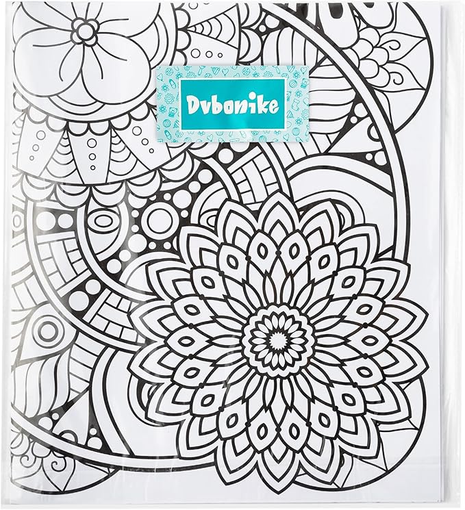 dvbonike jumbo mandala coloring poster giant flower color-in paper poster diy drawing blank doodle art banner circular floral 55.1x23.6 inch wall decor, home school activity party supplies for kids