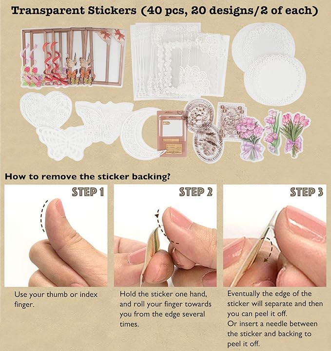 Knaid 200 Piece Vintage Ephemera Bundle - Paper & Sticker Kit for Junk Journaling, Scrapbooking, Planners, Bullet Journals, Collage, Decoupage - Cottagecore Themed - Pastel/Earthy Tones