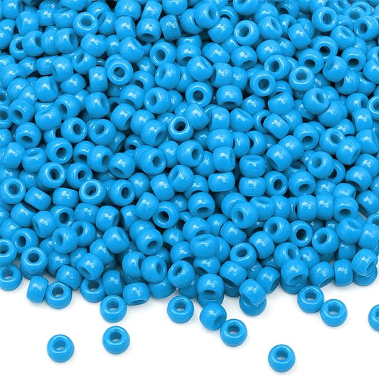 gmma blue pony beads for jewelry making, friendship bracelets & hair braiding - 6x9mm plastic beads for diy bracelets, necklaces & party decoration supplies