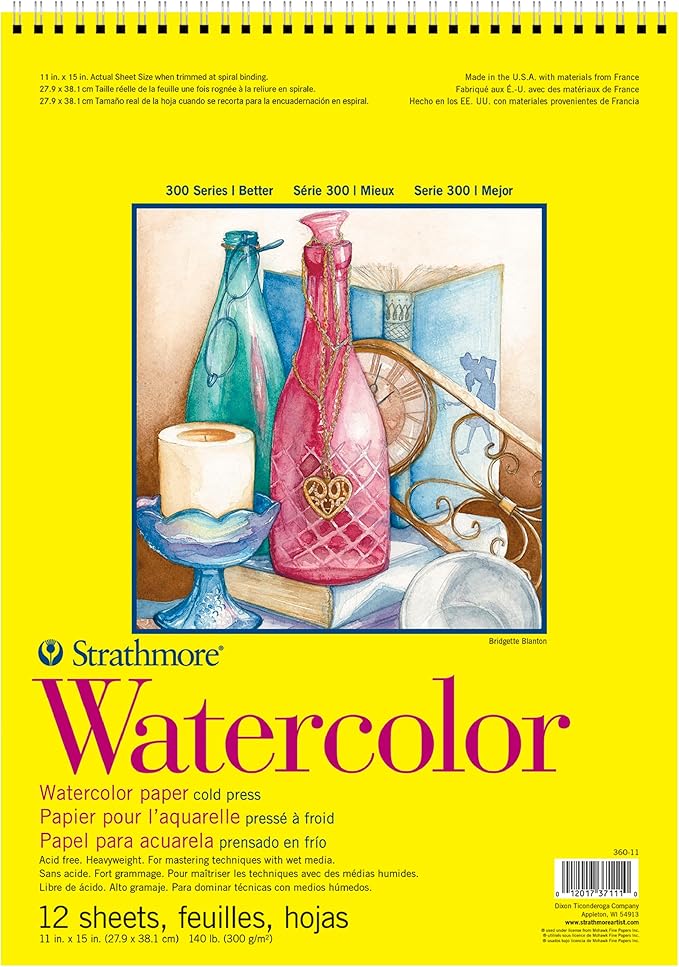 Strathmore Watercolor Spiral Paper Pad 11"X15"-12 Sheets -360110