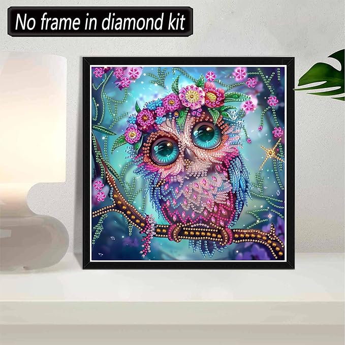 SKRYUIE DIY Diamond Art Kits for Adults Owl Special Shape - 5D Diamond Painting Kits for Adults Animal - Crystal Embroidery Cross Stitch - Craft for Wall & Office Decor 12 x 12 Inch c8