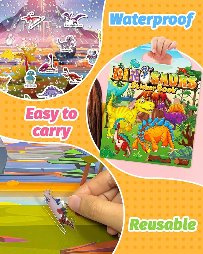walenced reusable sticker book for toddlers, stickers for kids, toddler craft activities, toddler travel toys ages 3 and up boy girl birthday gifts
