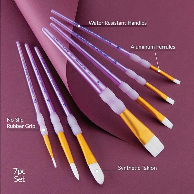 Royal & Langnickel Royal and Langnickel Crafter's Choice Flat Taklon Variety Brush Set - White (Pack of 7)