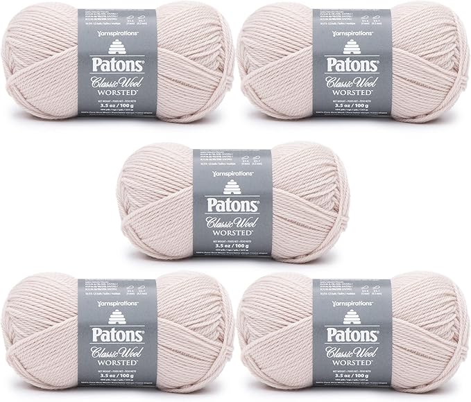 Patons Classic Wool Blush Yarn - 5 Pack of 3.5oz/100g - Wool - 4 Medium - 210 Yards - Knitting/Crochet