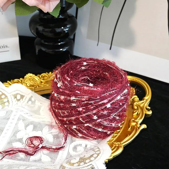 Hand Spun Art Yarn 2 Pack of 50g/Skein with Hand Blended Colorful Handmade for Jewelry Making, Junk Magazines Knitting Crafts Textile Decorative Tassels Card Making