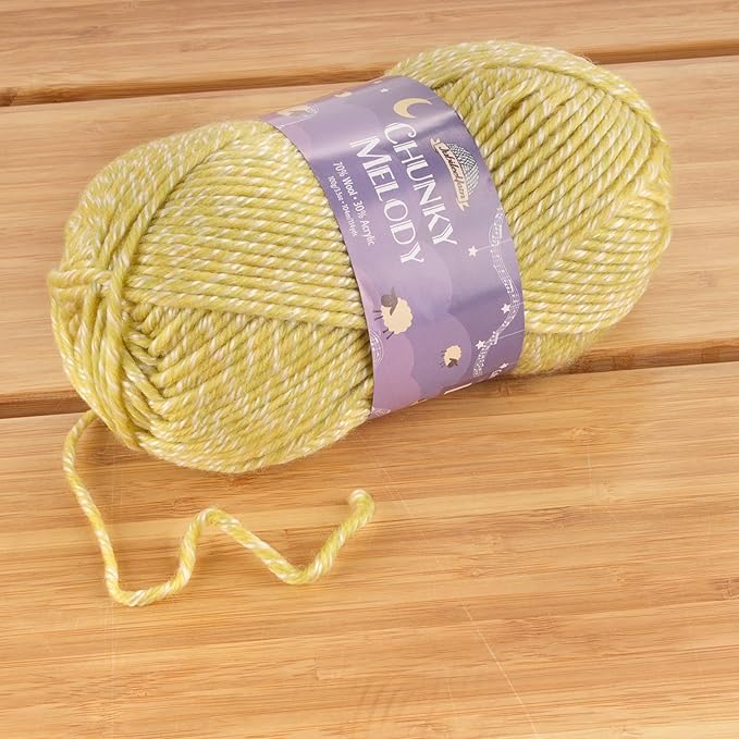 JubileeYarn Chunky Melody Yarn - 100g/Skein Bulky Wool Blend - Limeade Heather - 4 Skeins