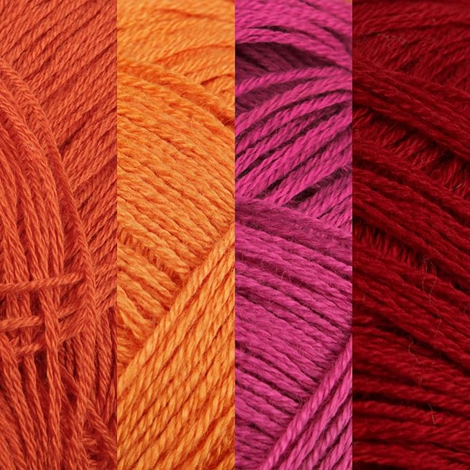 JubileeYarn Baby Soft Bamboo Cotton Yarn - 50g/Skein - Shades of Orange - 4 Skeins
